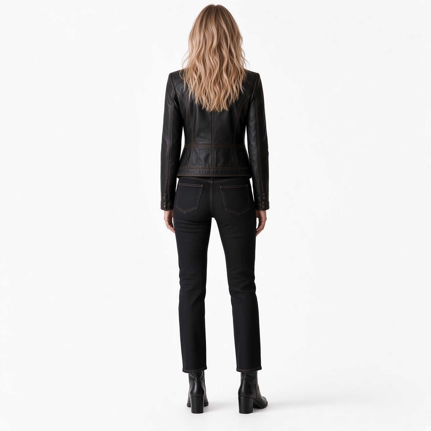 Women's Black Leather Jacket – Elegant Tailored Outerwear