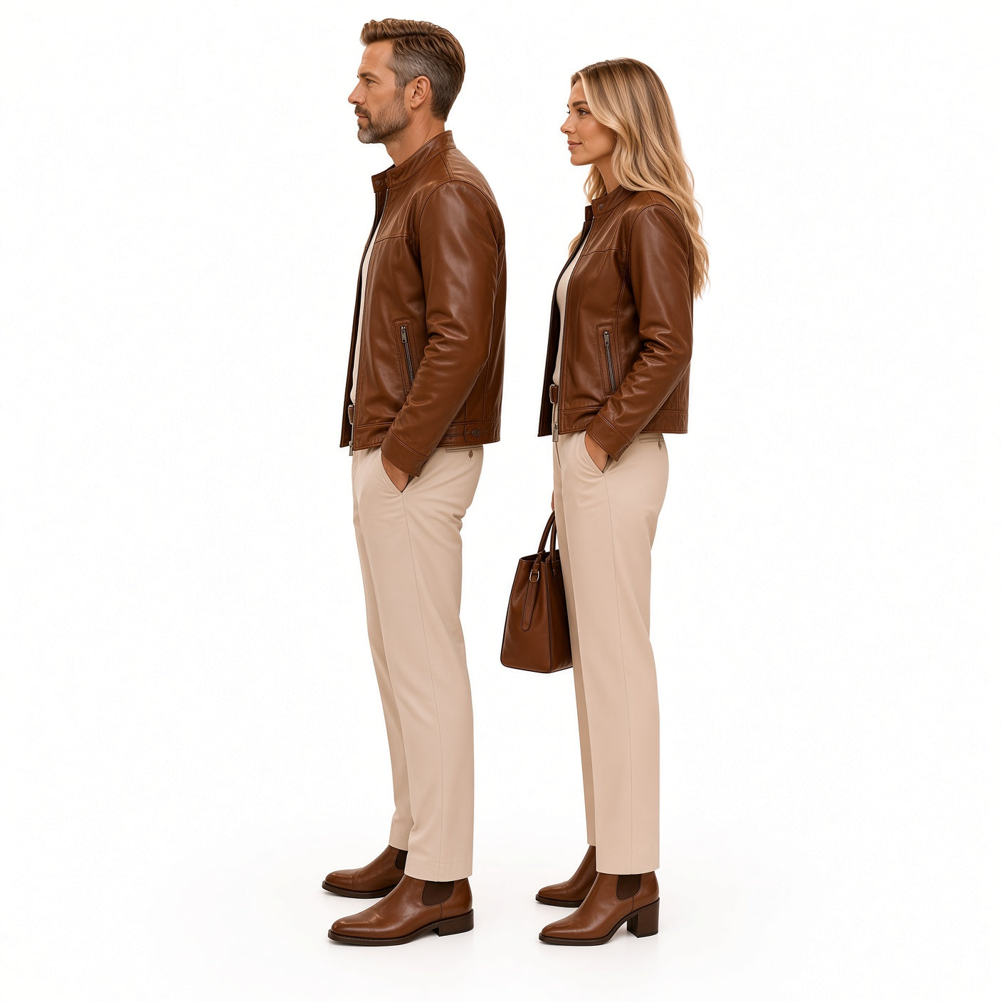 Matching Brown Leather Jackets for Couples – Men & Women Stylish Leather Jacket