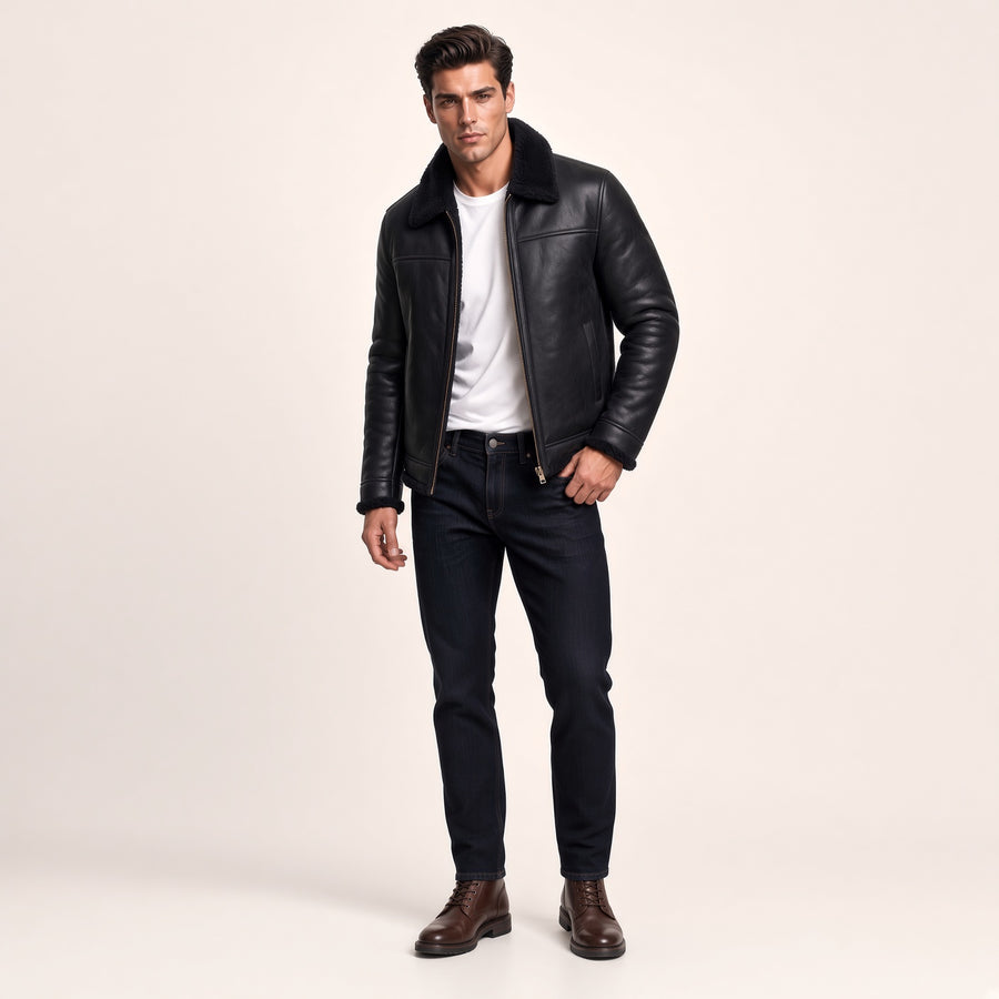 Men's Black Leather Jacket | Classic Premium Leather Jacket – Wolfo Co.