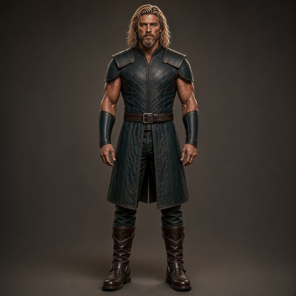 Men’s Black Leather Warrior Costume | Medieval Viking LARP Outfit
