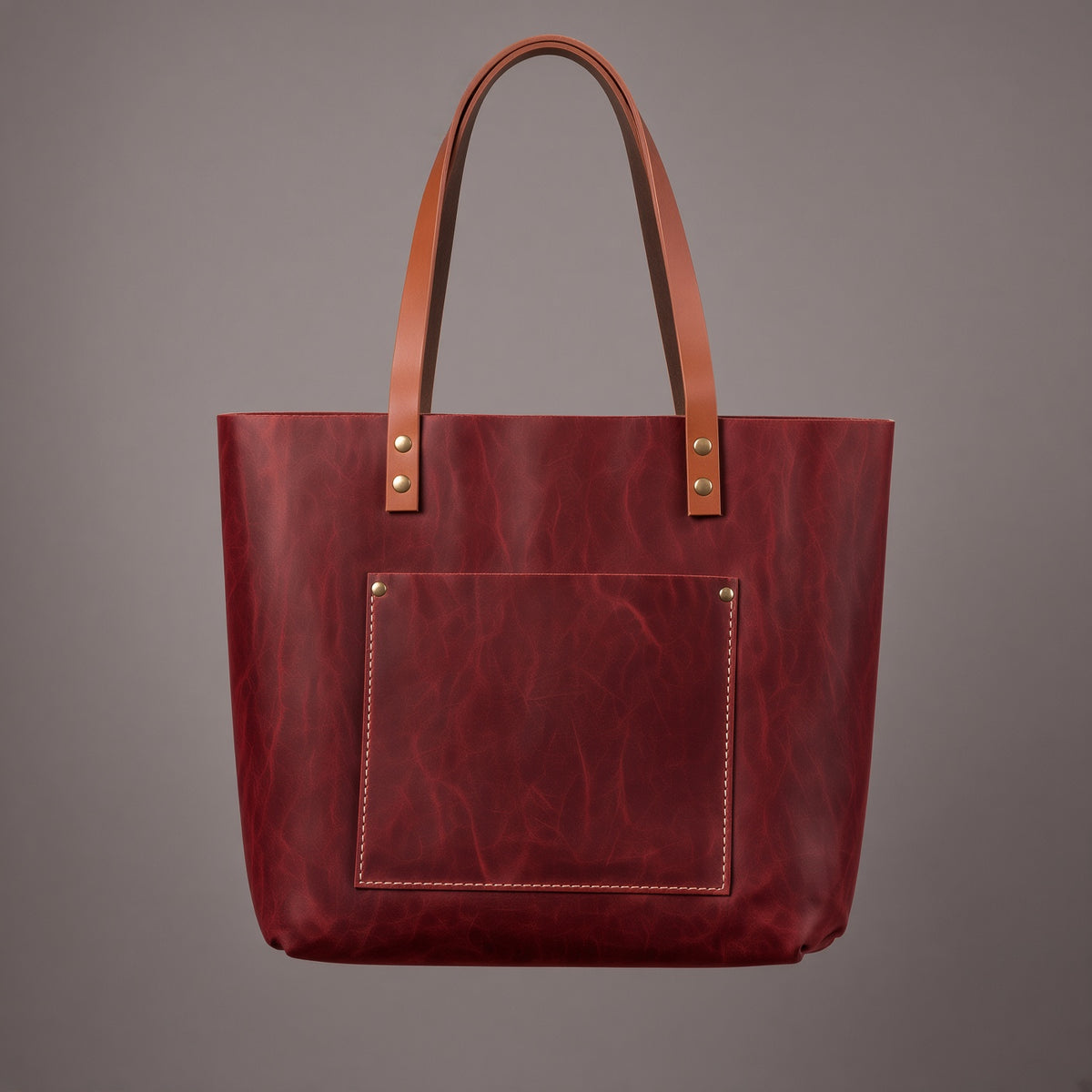 Genuine Leather Tote Bag for Women | Large Shoulder Handbag with Front Pocket