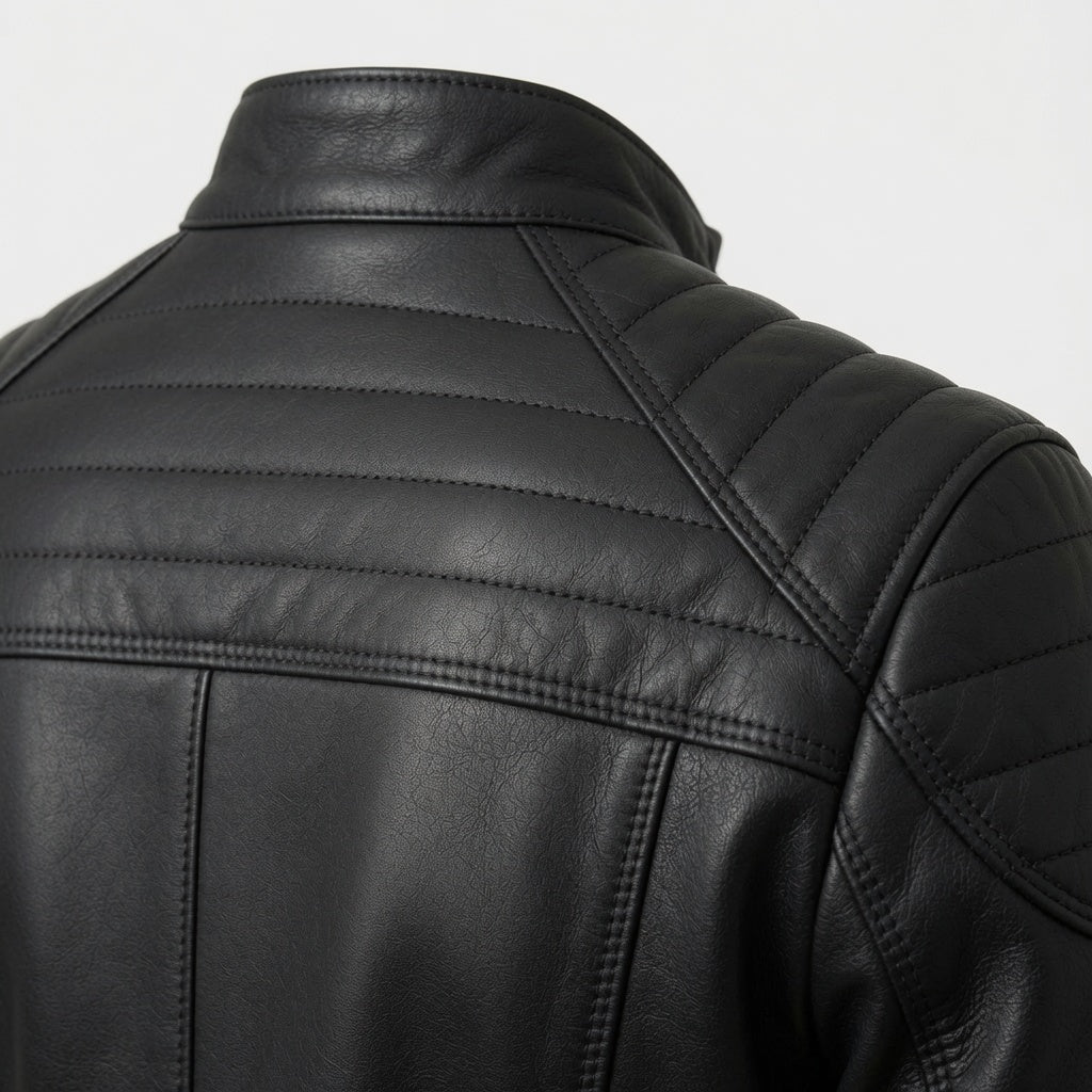 Schwarze Motorradjacke aus echtem Leder für Damen – schmal geschnittene Bikerjacke