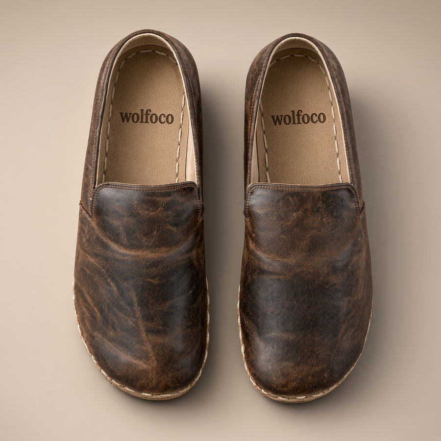 Men’s Brown Leather Slip-On Shoes | Handmade Leather Loafers