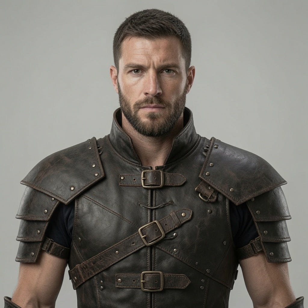 Men's Medieval Leather Armor Costume Set with Boots – Fantasy Warrior LARP Outfit