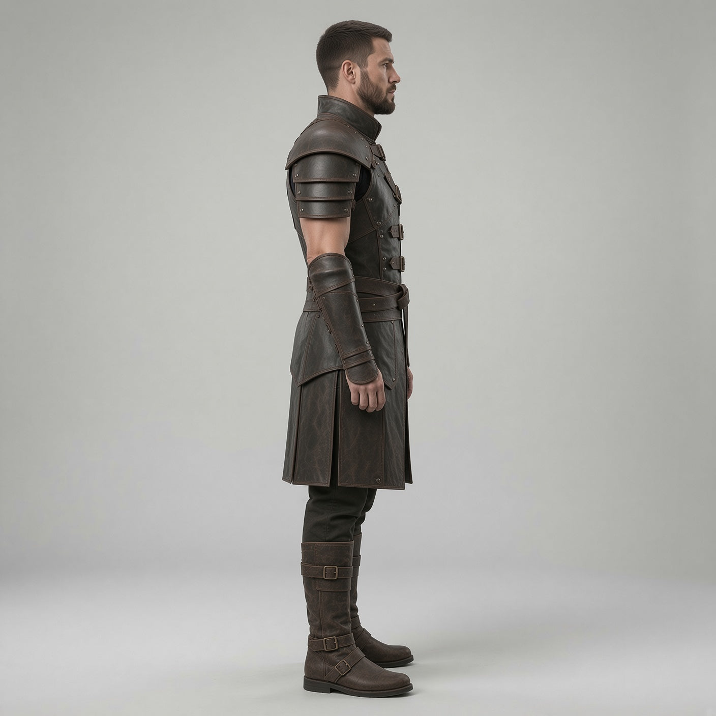 Men's Medieval Leather Armor Costume Set with Boots – Fantasy Warrior LARP Outfit