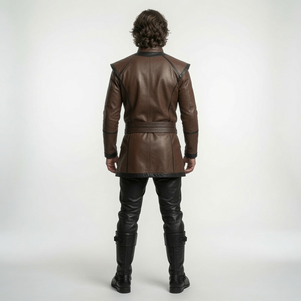 Herren brauner mittelalterlicher Lederwams – Fantasy Krieger LARP Jacke