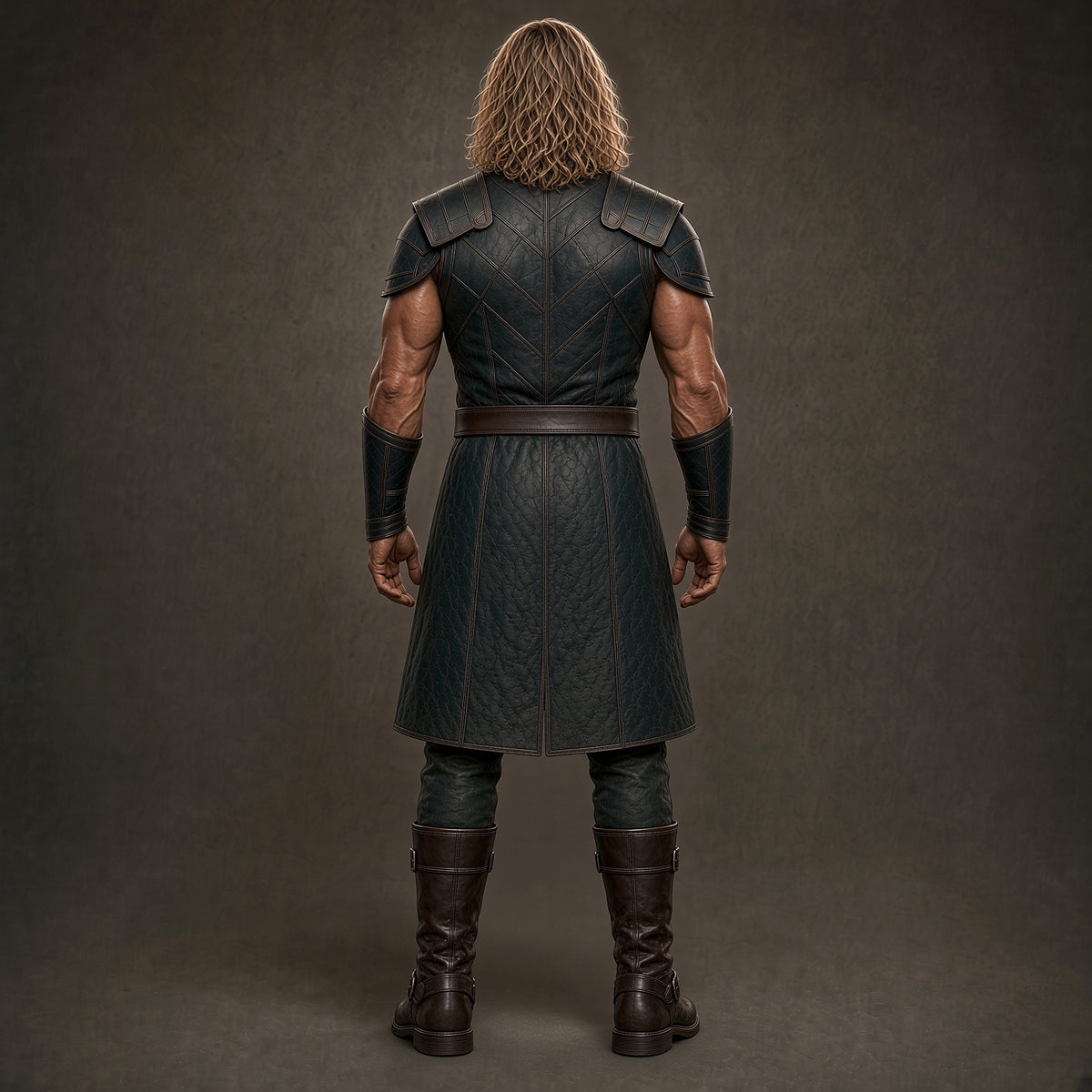 Men’s Black Leather Warrior Costume | Medieval Viking LARP Outfit