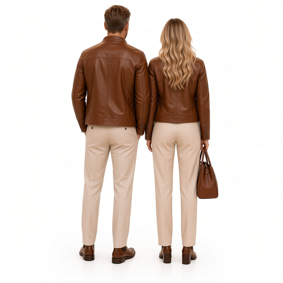Matching Brown Leather Jackets for Couples – Men & Women Stylish Leather Jacket
