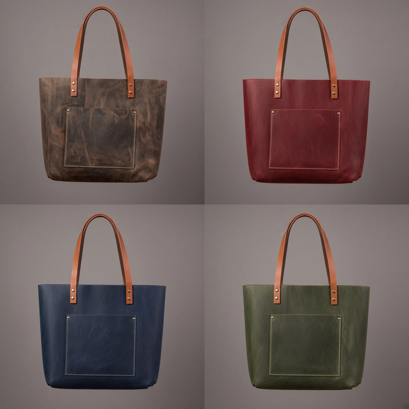 Genuine Leather Tote Bag for Women | Large Shoulder Handbag with Front Pocket