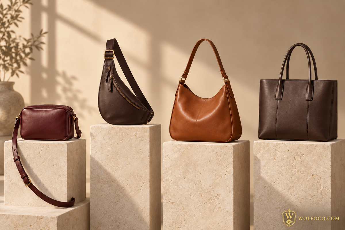 Crossbody, sling, shoulder bag and tote leather bag comparison
