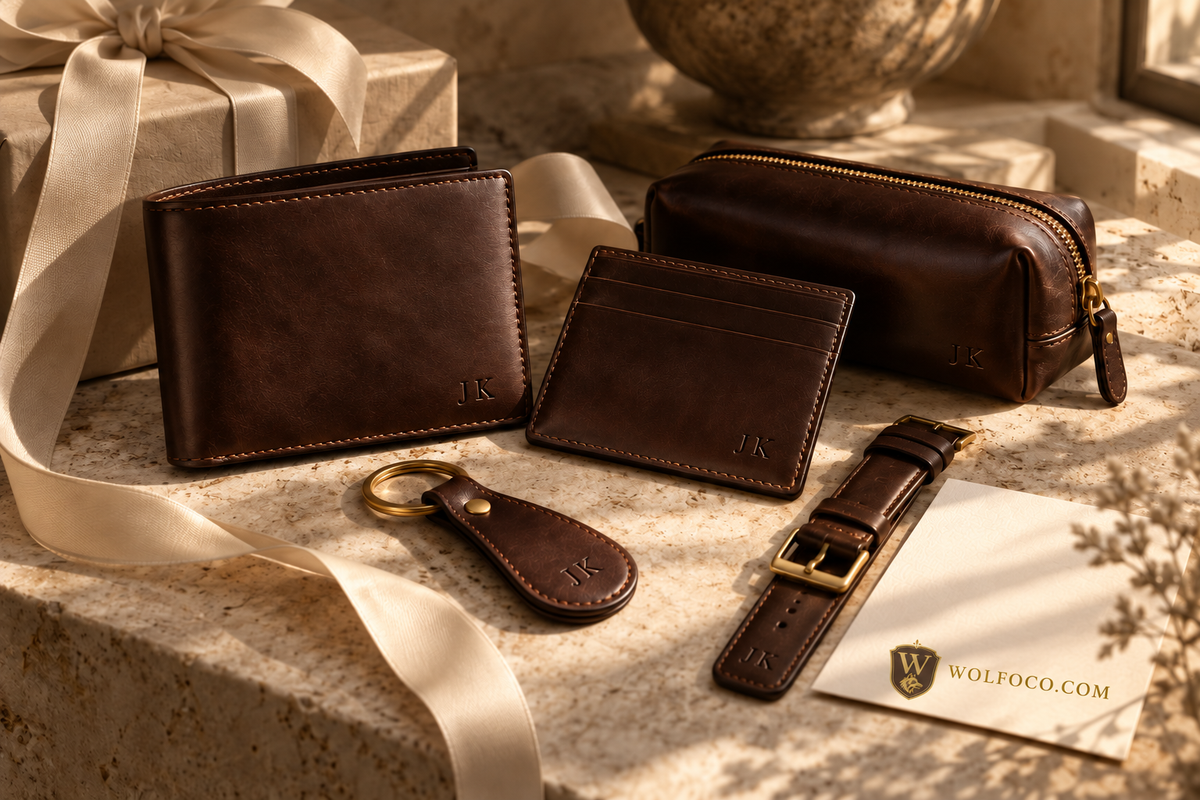 Brown leather accessories showing coordinated leather and hardware choices