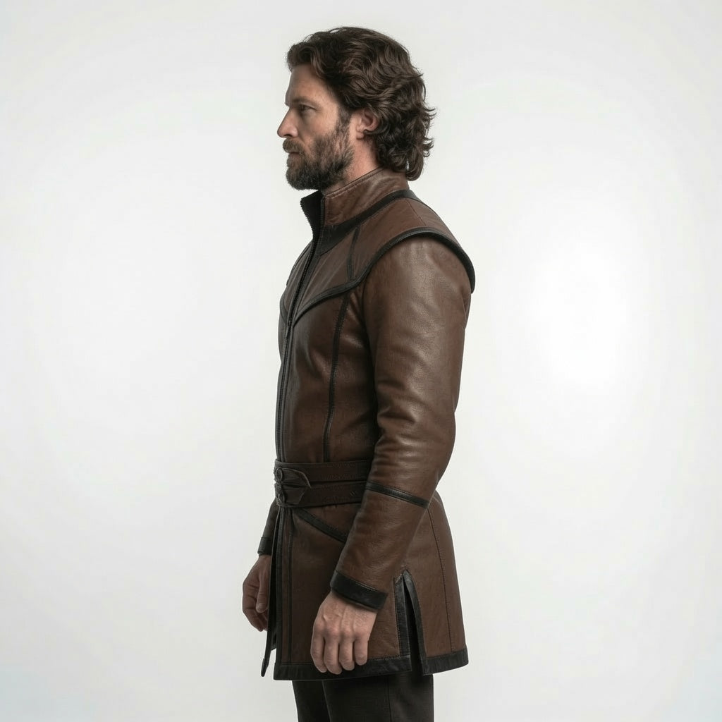 Men's Brown Medieval Leather Tunic Coat – Fantasy Warrior LARP Jacket