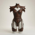 Women's Brown Fantasy Leather Armor Bodysuit – Medieval Warrior Cosplay Costume