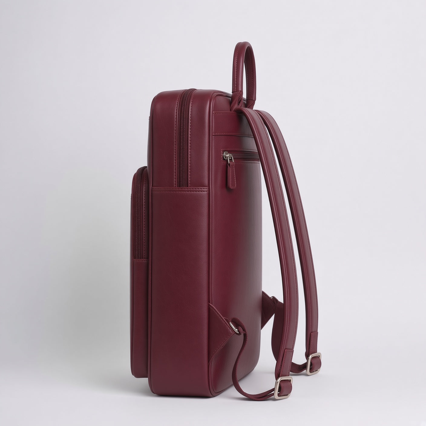 Burgundy Leather Backpack WolfoCo premium Travel & Laptop Bag