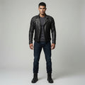 Men's Black Genuine Leather Asymmetrical Biker Jacket | Premium Motorcycle Leather Jacket