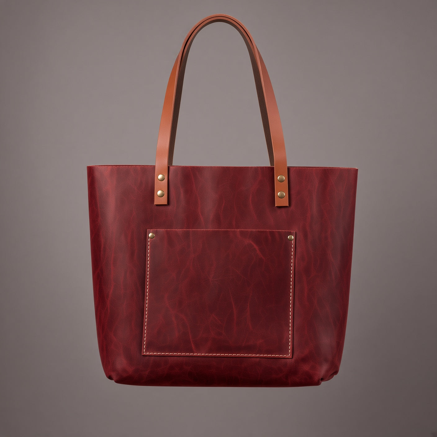 Genuine Leather Tote Bag for Women | Large Shoulder Handbag with Front Pocket