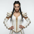 Women's White & Gold Fantasy Leather Armor Corset – Medieval Warrior Cosplay Costume