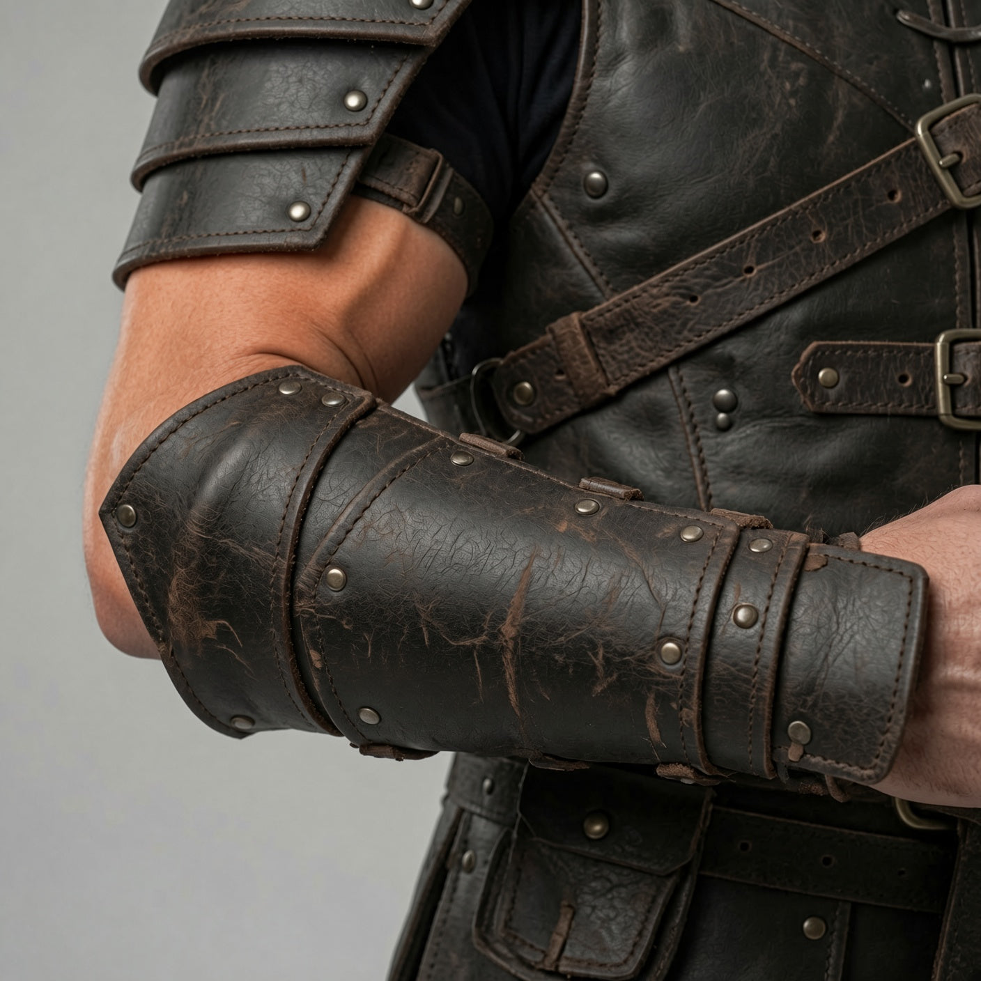 Men's Medieval Leather Armor Costume Set with Boots – Fantasy Warrior LARP Outfit