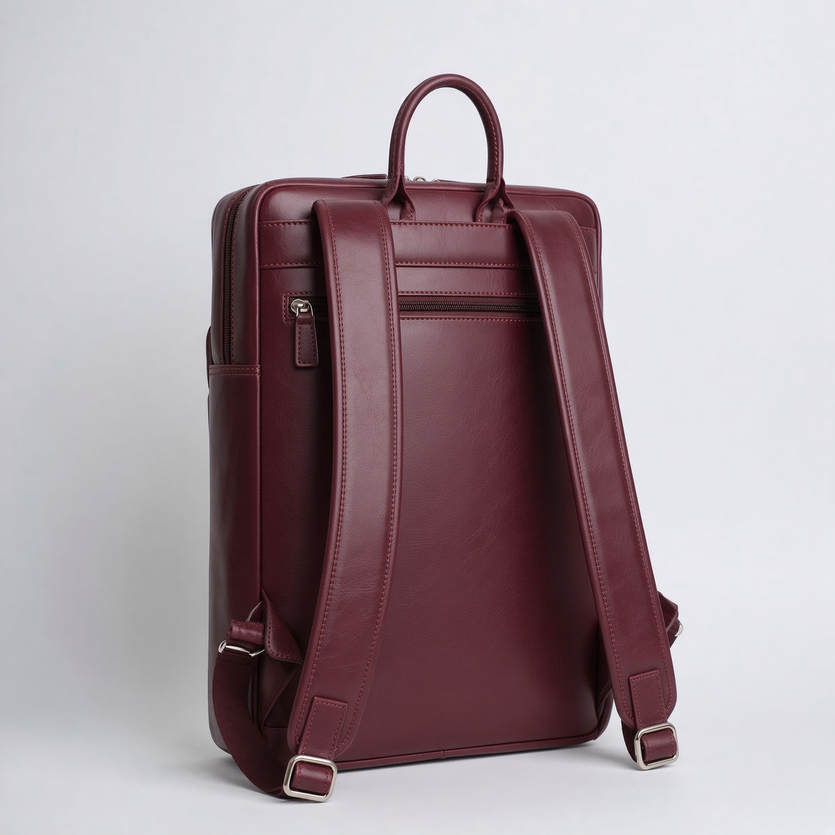 Burgundy Leather Backpack WolfoCo premium Travel & Laptop Bag