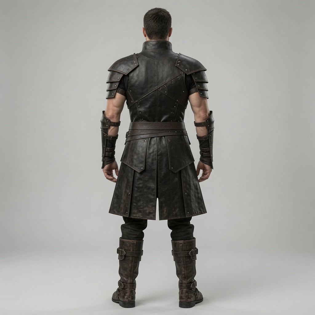 Men's Medieval Leather Armor Costume Set with Boots – Fantasy Warrior LARP Outfit