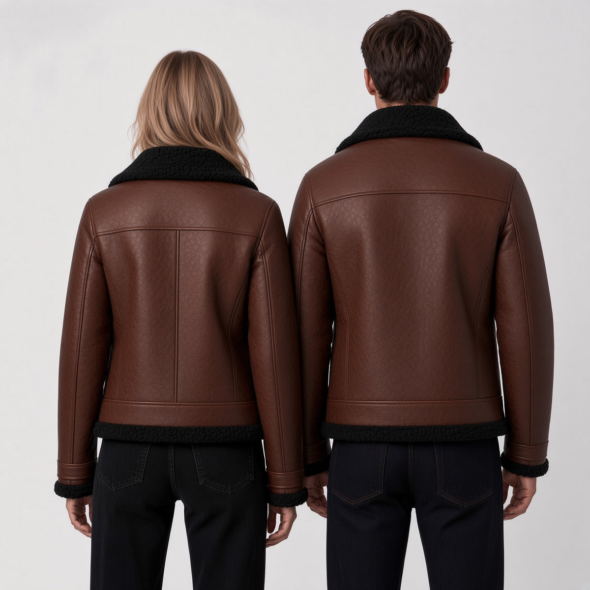 Matching Brown Leather Jackets for Men & Women – Classic Couple Leather Jacket