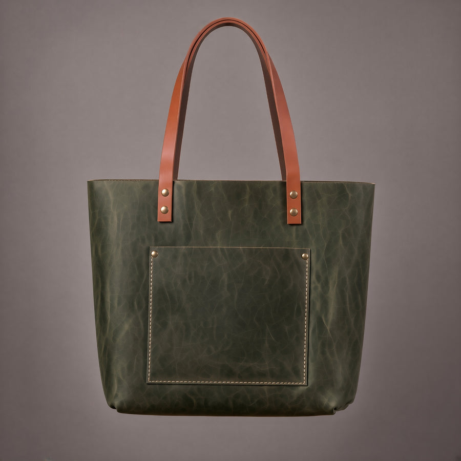 Genuine Leather Tote Bag for Women | Large Shoulder Handbag with Front Pocket