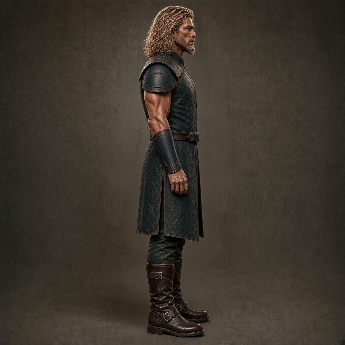 Men’s Black Leather Warrior Costume | Medieval Viking LARP Outfit