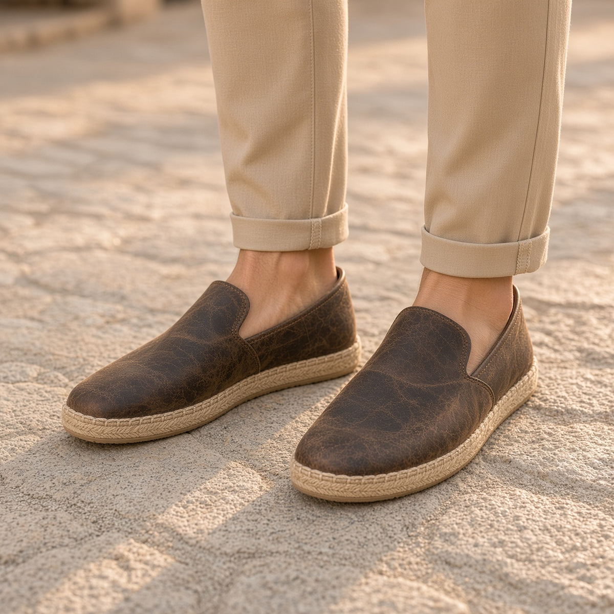 Men’s Brown Leather Slip-On Shoes | Handmade Leather Loafers