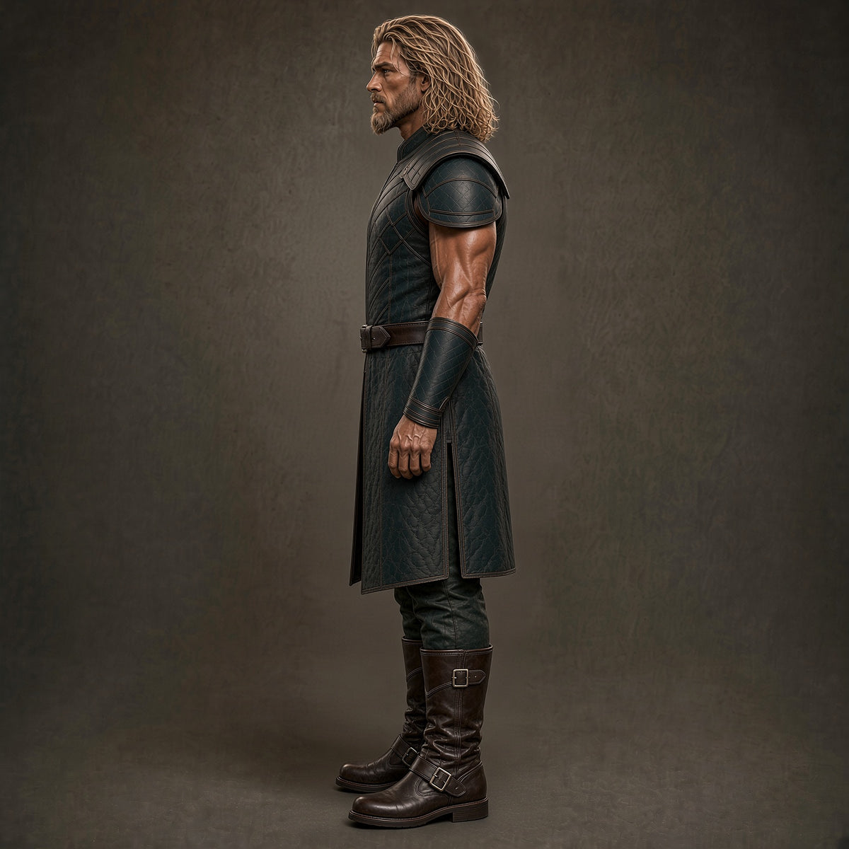 Men’s Black Leather Warrior Costume | Medieval Viking LARP Outfit