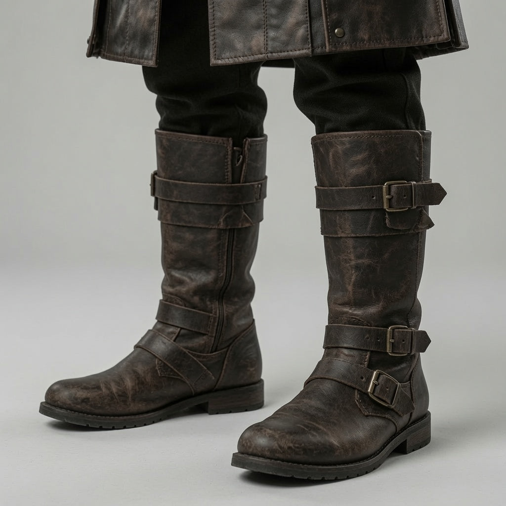 Men's Medieval Leather Armor Costume Set with Boots – Fantasy Warrior LARP Outfit