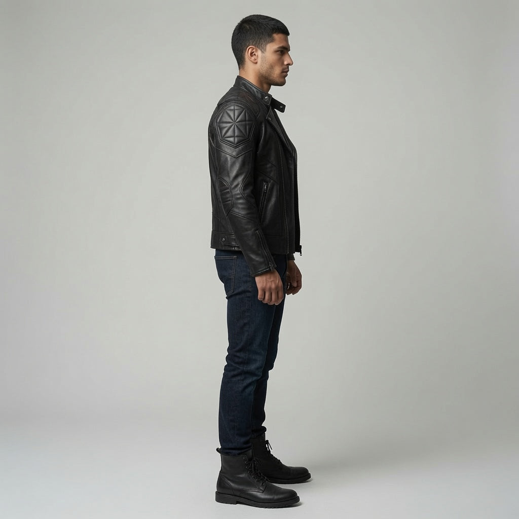 Herren Schwarze Asymmetrische Bikerjacke aus echtem Leder | Premium Motorrad-Lederjacke