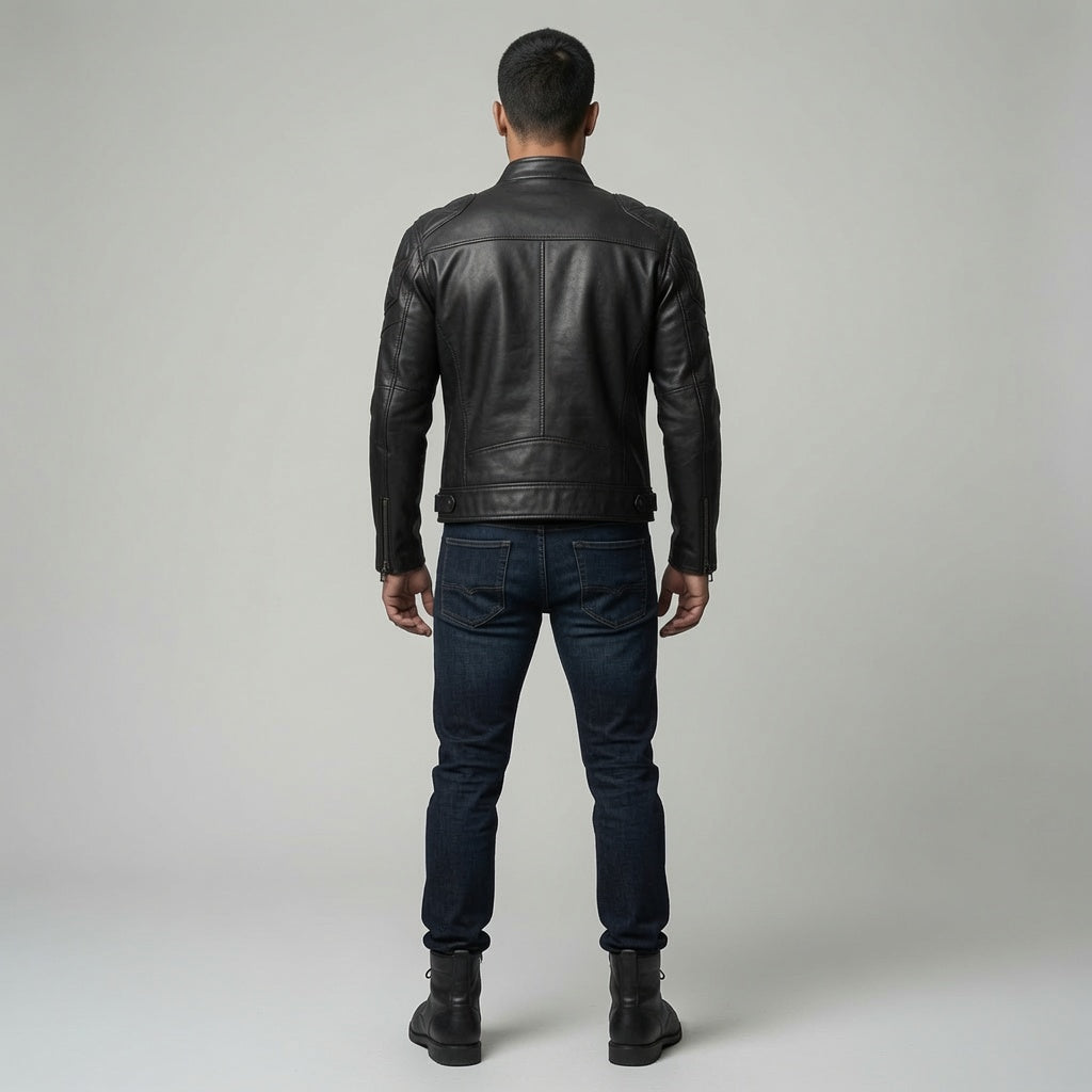Herren Schwarze Asymmetrische Bikerjacke aus echtem Leder | Premium Motorrad-Lederjacke