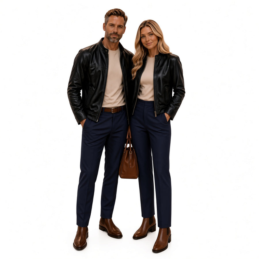 Men's and woman,s Black Leather Jacket – Classic Premium Varsity Style Jacket