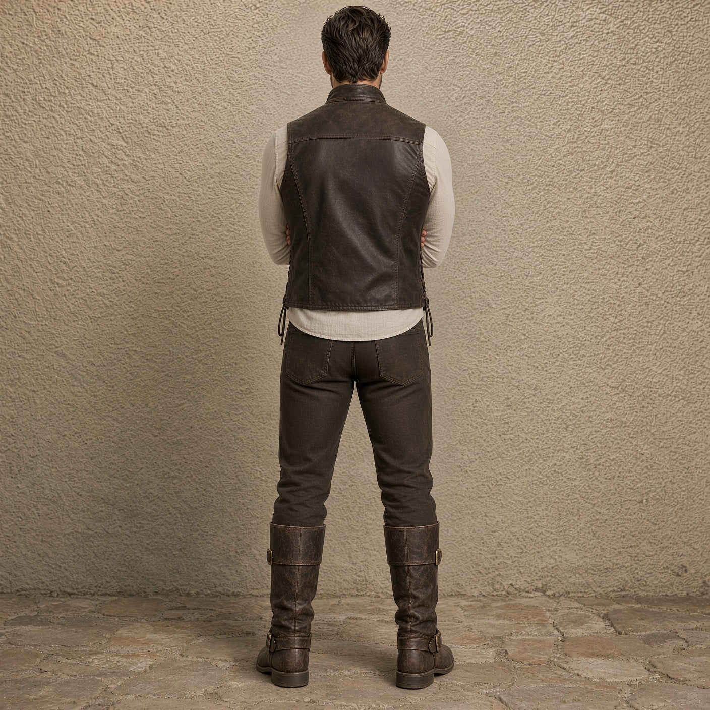 Men's Brown Leather Vest | Vintage Biker Leather Waistcoat – Wolfo Co