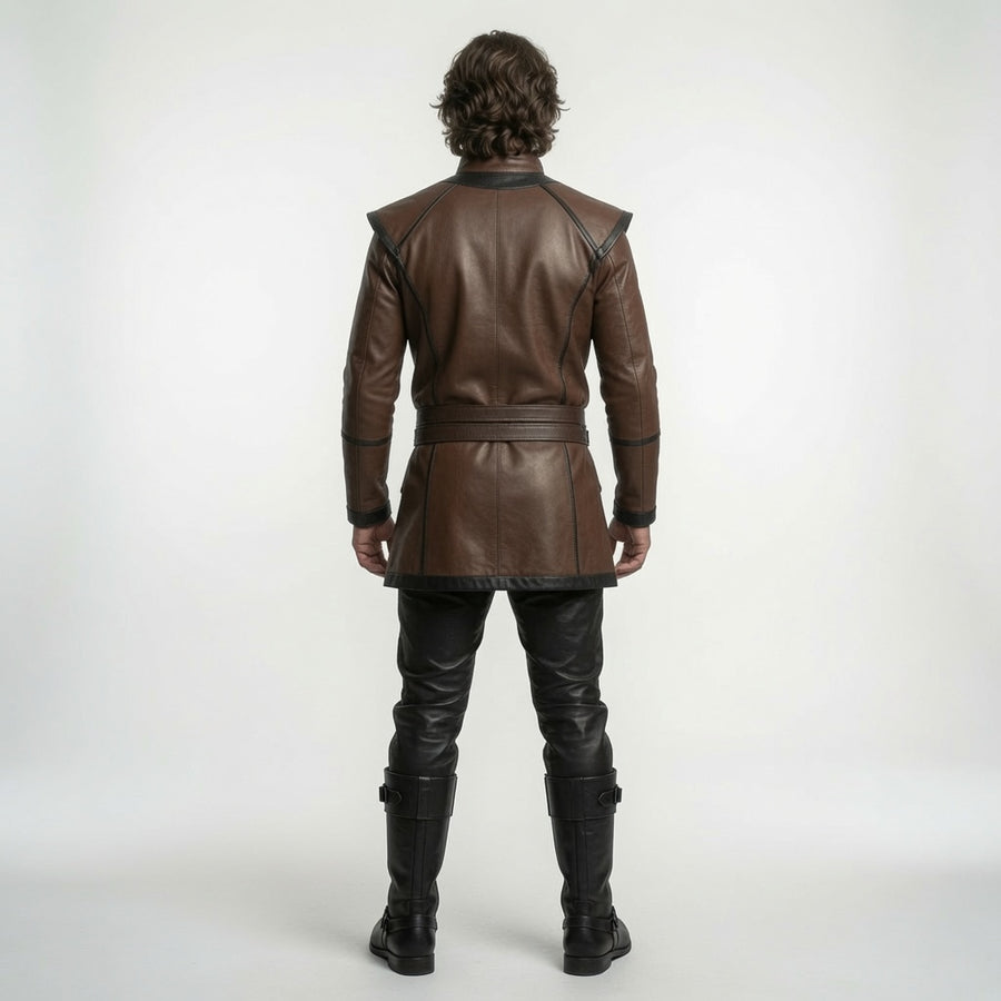Men's Brown Medieval Leather Tunic Coat – Fantasy Warrior LARP Jacket