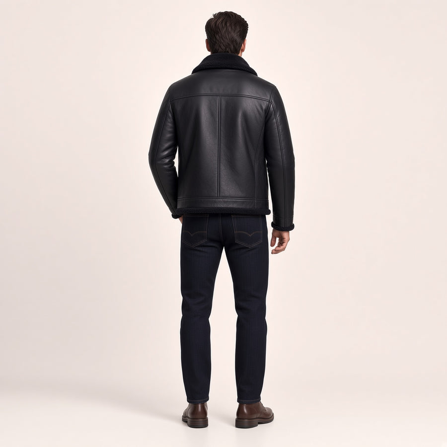 Men's Black Leather Jacket | Classic Premium Leather Jacket – Wolfo Co.