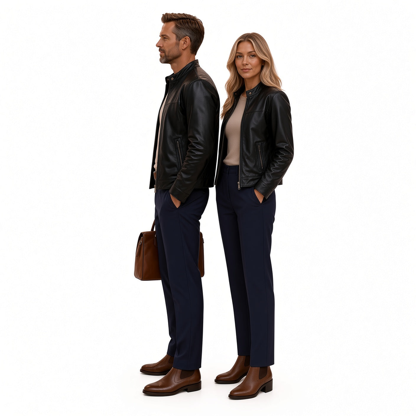 Men's and woman,s Black Leather Jacket – Classic Premium Varsity Style Jacket