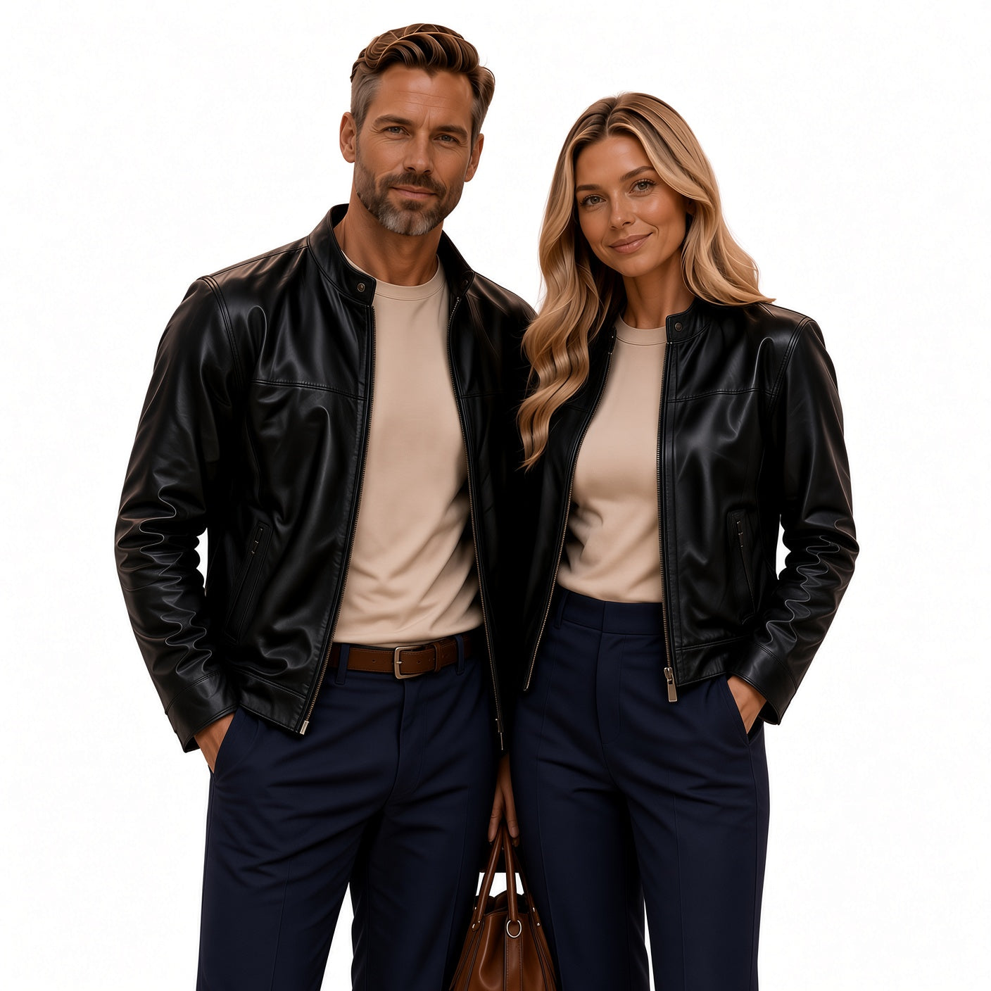 Men's and woman,s Black Leather Jacket – Classic Premium Varsity Style Jacket