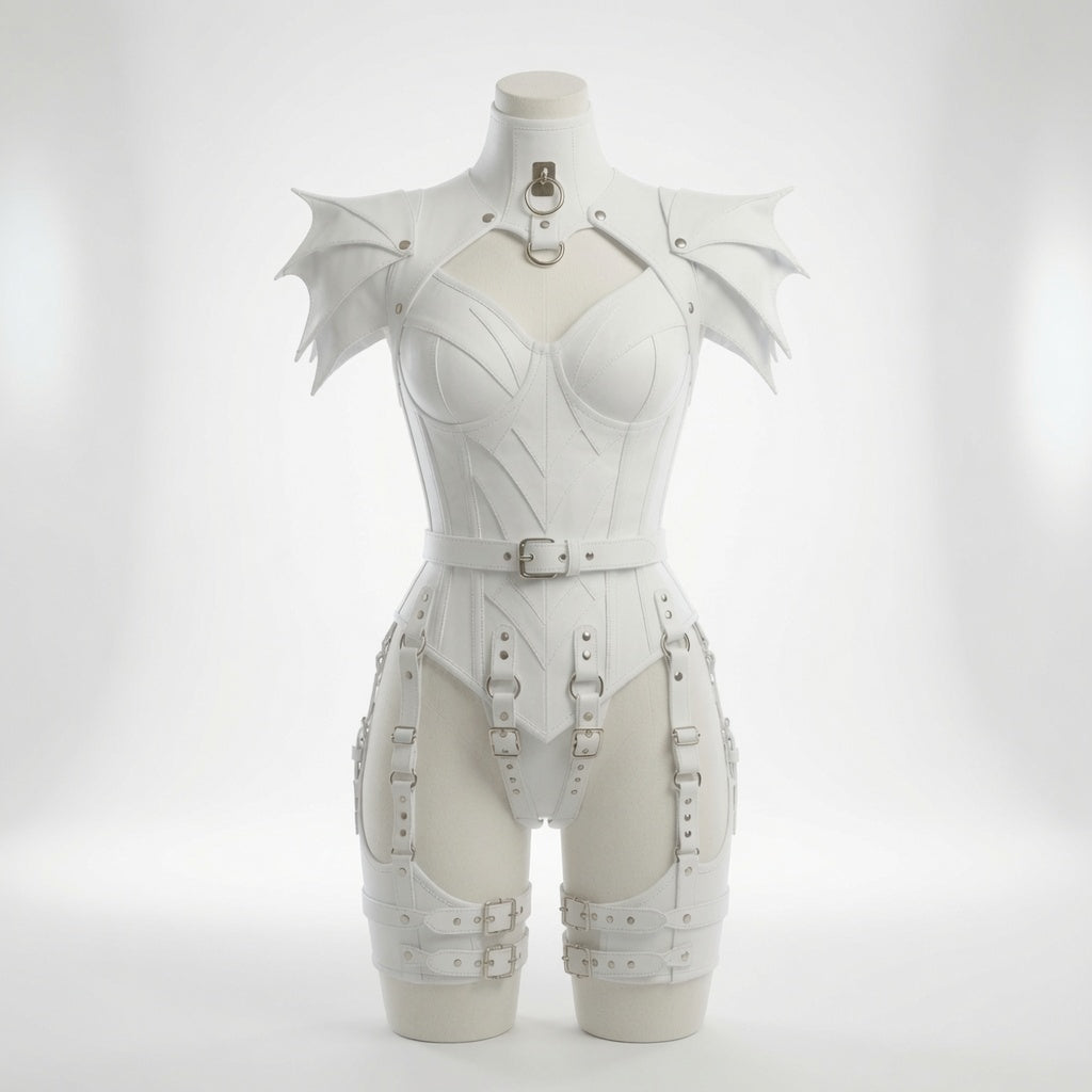 Damen Braunes Fantasy Leder Rüstungs-Bodysuit – Mittelalterlicher Krieger Cosplay Kostüm