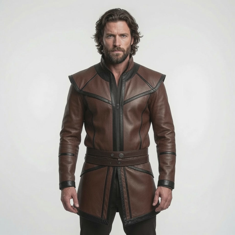 Men's Brown Medieval Leather Tunic Coat – Fantasy Warrior LARP Jacket