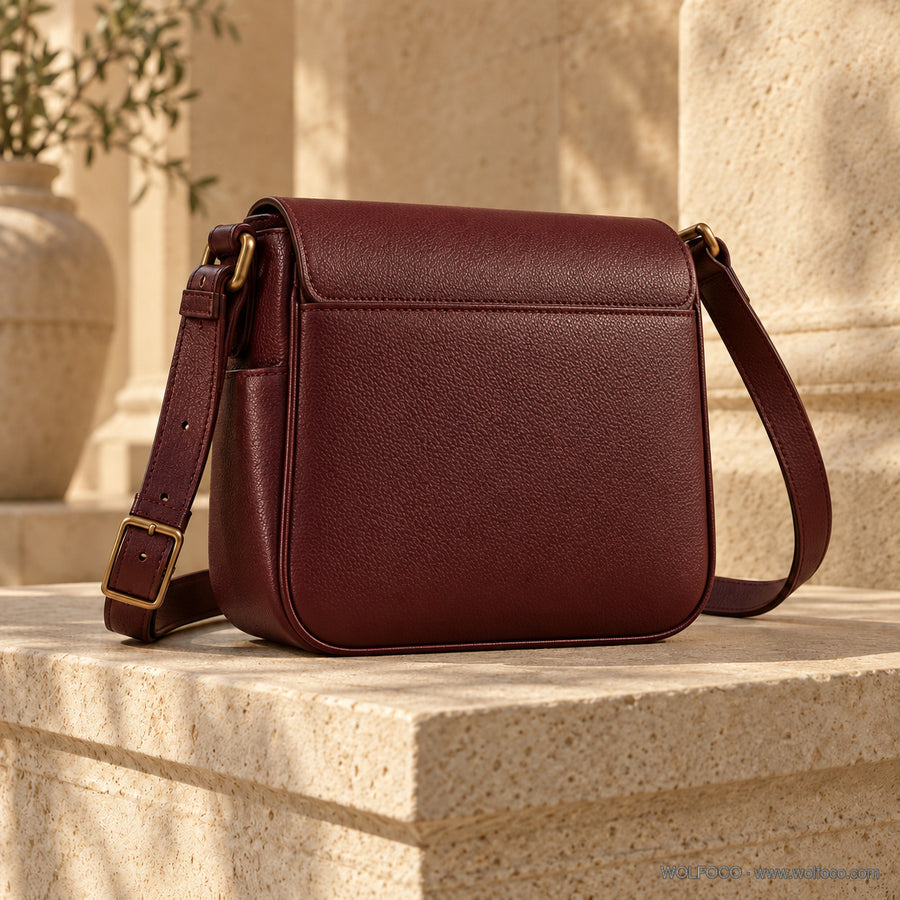 Personalized chestnut leather bifold wallet — rear or exterior view | Wolfoco