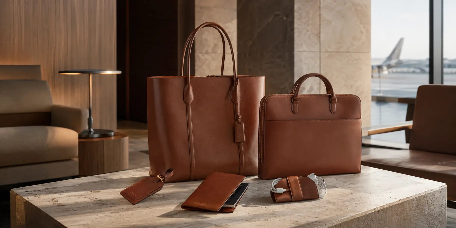 Wolfoco leather work tote briefcase and travel accessories